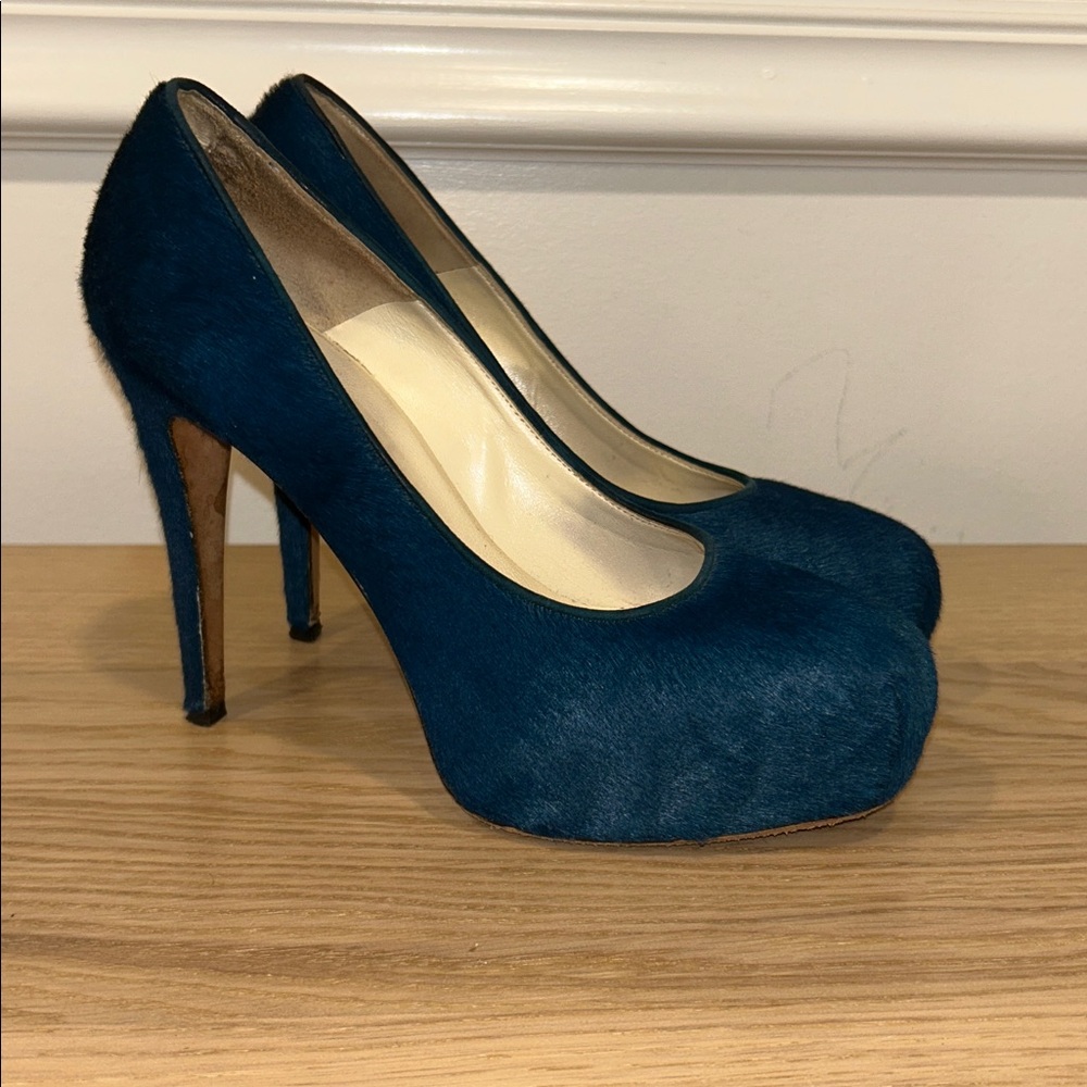 Brian Atwood Dark Blue Suede Heels
